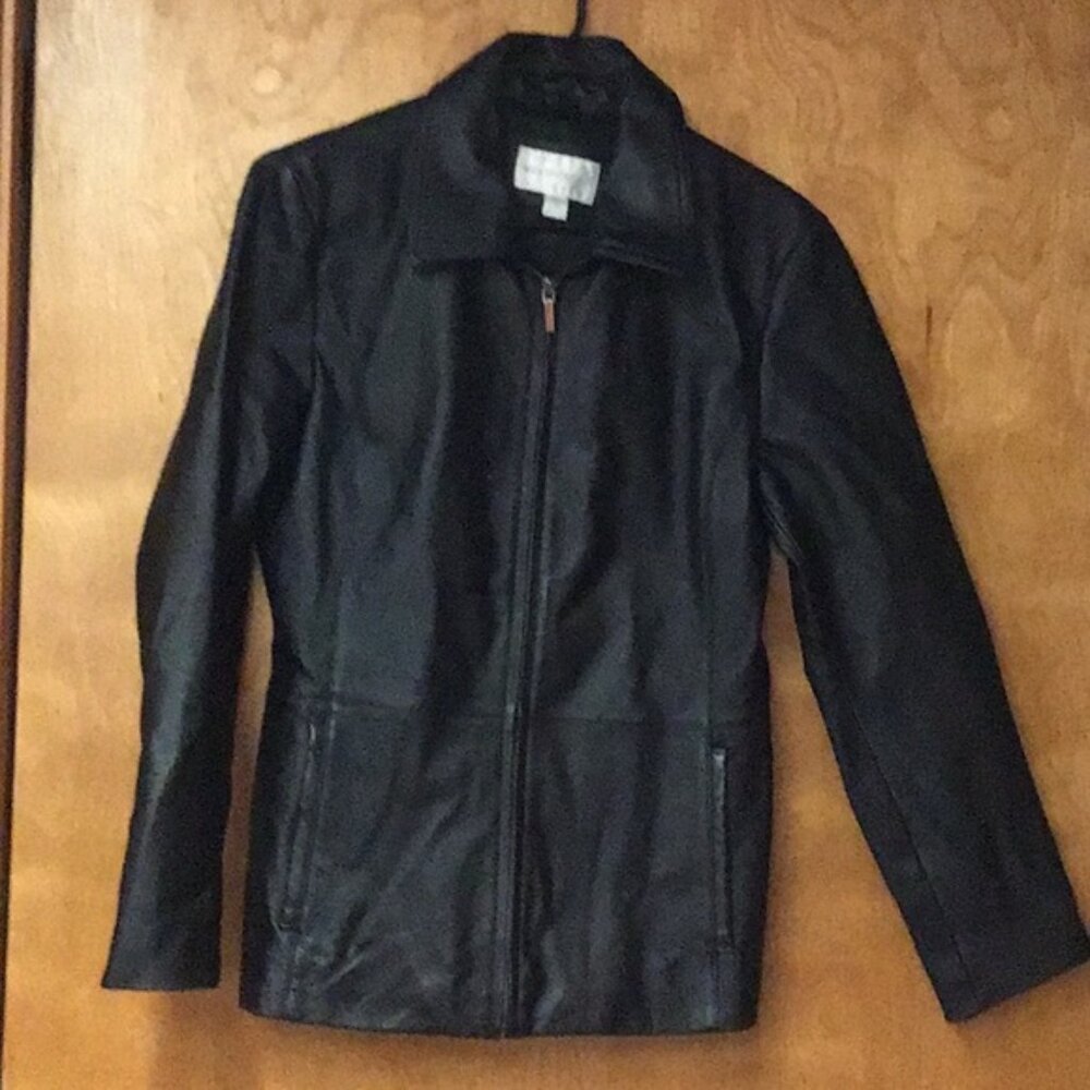 WORTHINGTON women’s zip up leather jacket sz S black